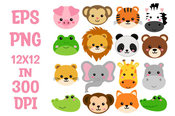 African Animal Faces Clipart Safari: A Designer's Wild Asset