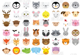 Animal Faces Clipart: African & Woodland Creature Bundle
