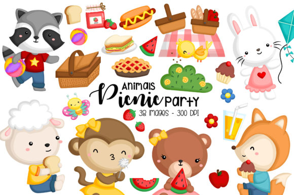 Animal Having Picnic Clipart: A Designer's Delightful Asset