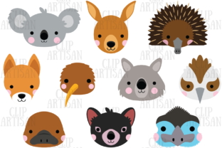 Australian Animal Faces Clipart: Infusing Down Under Charm