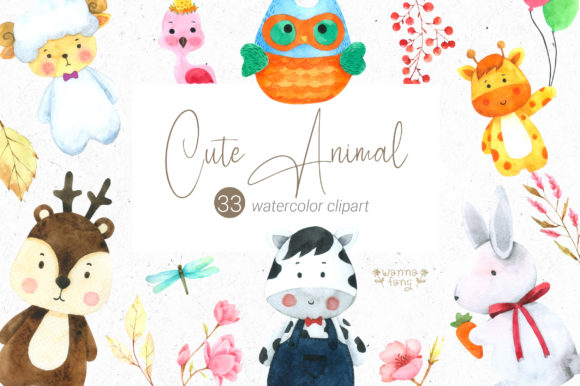 Charming Animal Babies Watercolor Clipart for Creative Projects