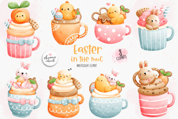 Charming Easter Mug Clipart and Animal Mug Clipart for Your Projects