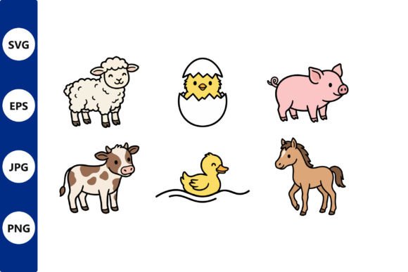 Farm Animal Set Illustration: A Playful Design Asset