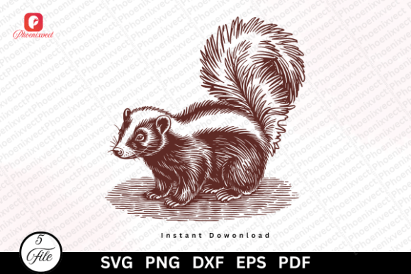 Forest Animal Hand Drawn Skunk SVG PNG: Woodland Charm