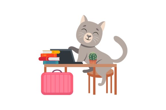 Kitten at the Study Desk: A Playful Creative Font