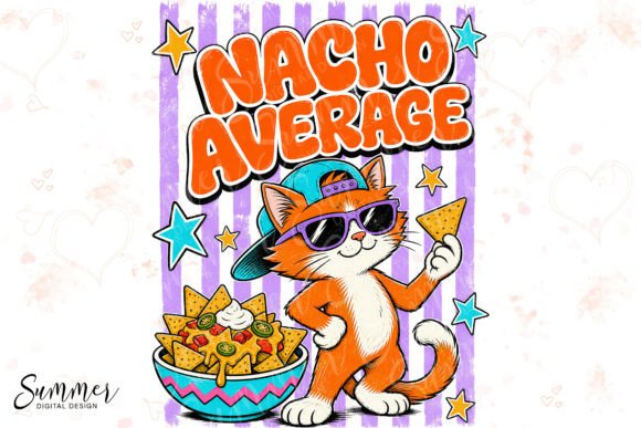 Nacho Average Cat Retro Funny Animal Pun