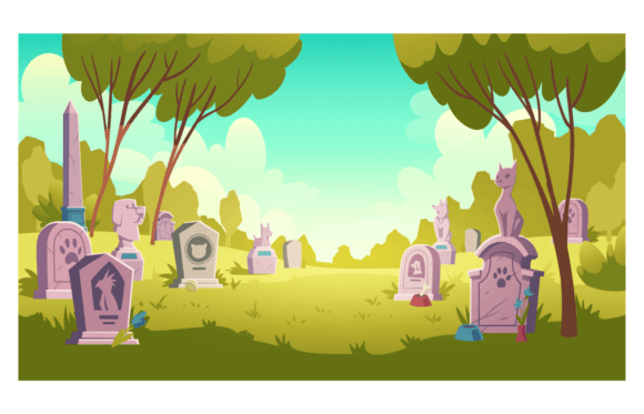 Pet Cemetery Day Landscape: A Unique Vector Design Asset
