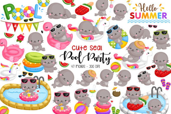 Seal the Deal: Mastering the Cute Animal Seal Pool Party Clipart