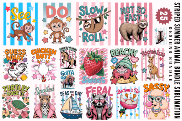 Striped Summer Animal Sublimation Design: Your Creative Catalyst