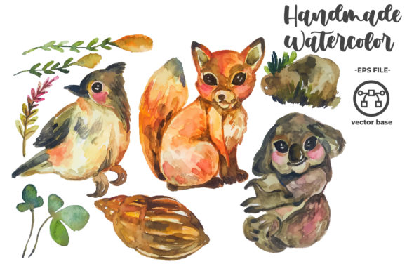 Watercolor Cute Animal Elements: A Charming Design Asset